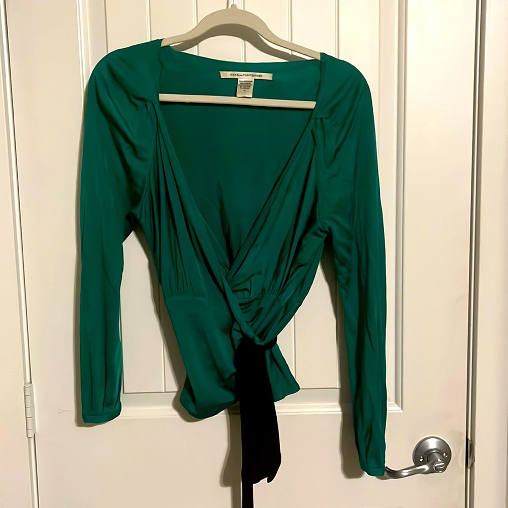 Green viscose emerald color wrap top by Diane Von Furstenburg